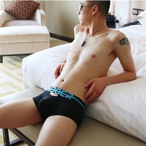 Mens brand cotton underwear short trunk boxer sexy open fron and back pouch boy male jockstrap fashion 2017 new