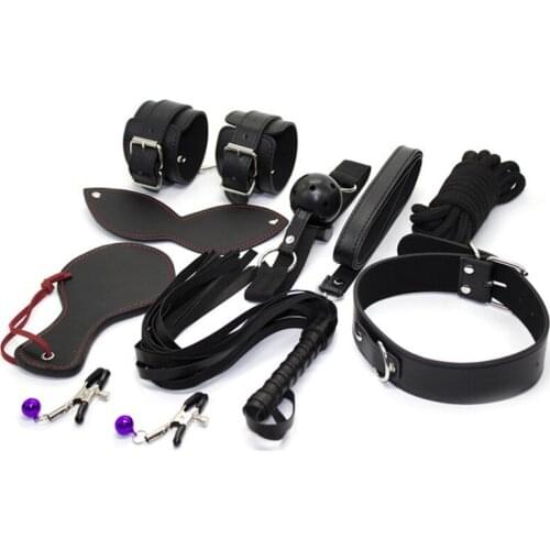8pcs Sex Bondage Kit Adult Games Set Gag Handcuffs Anal Plug Whip Restrain ropes Blindfold for Couples BDSM Sex toys for couples