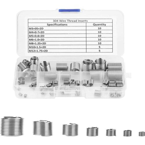 304 Stainless Steel Thread Repair Insert Kit M3 M4 M5 M6 M8 Each 10 M10 M12 Each 5 60Pcs