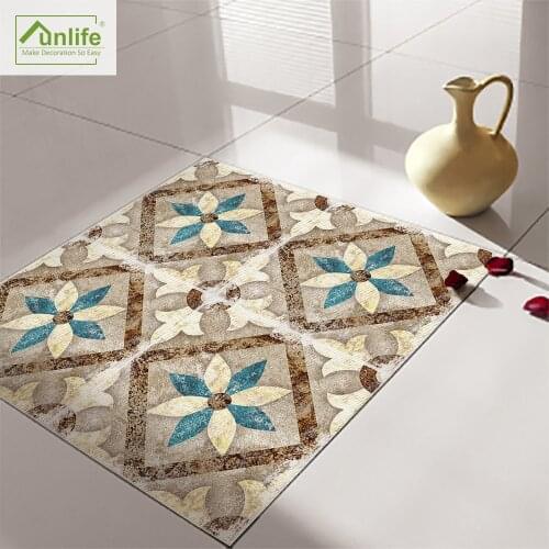 Funlife Retro Morrocan Style Peel Stick Floor Tile Sticker Waterproof For Bathroom Kitchen,Anti-Skid Living Room PVC Floor Decal