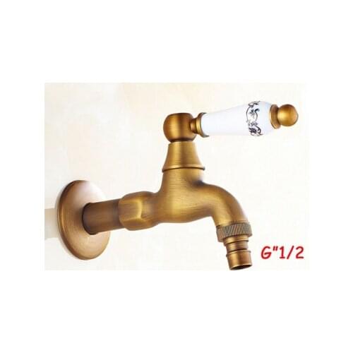 Antique Bibcocks faucet use for garden & Bathroom Wall Mounted Washing Machine faucet with ceramic handle outdoor Faucet Tap