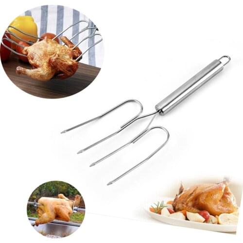 Stainless Steel Large Roast Chicken Fork Grilled Sheep Turkey Forks Outdoor Barbecue Meat Poultry Tool High Quality Durable Tool