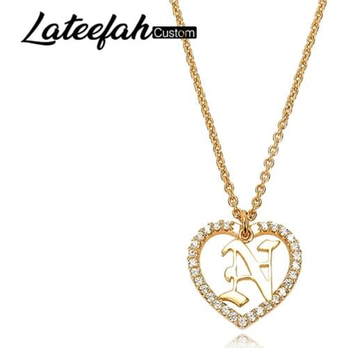 Lateefah New Style Hollow Heart Rose Gold Silvery Zircon Pendant Necklace Women Letter Daily Necklaces Jewelry Sister Best Gift