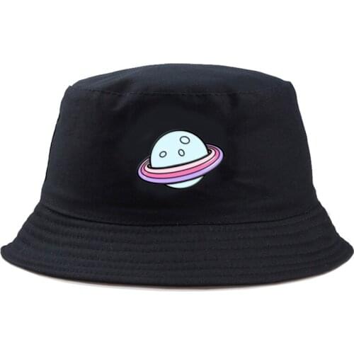Planet Print Panama Cap Fashion Saturn Bucket Hat cotton Design For Woman Sun Hat Summer Foldable Outdoor Pattern Girls Headwear