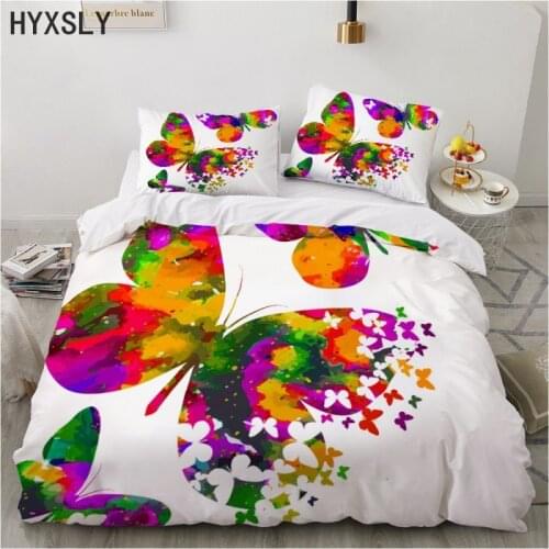 Colorful Butterfly Pattern Duvet Cover Set Bedding Sets Bed Linen 2/3pcs Quilt Cover Bedclothes Soft Bedspread Queen/King Size