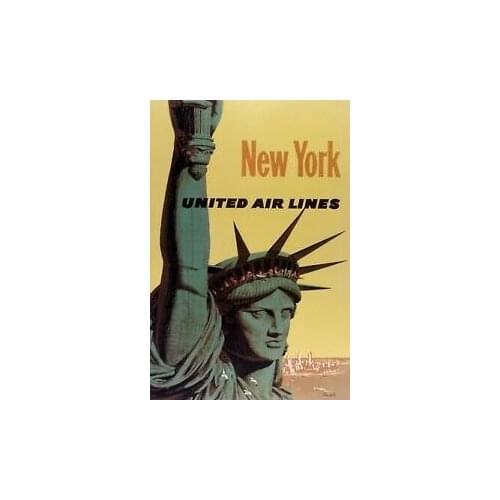 New York Travel Advertisement United Air Lines Retro Vintage Style Metal Sign