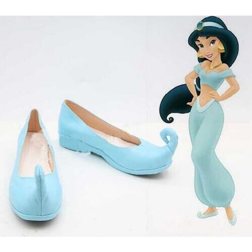 Aladdin Jasmine Cosplay Shoes Boots Blue Flat Shoes Halloween Carnival Cosplay Costume Accessories For Women Custom Made Shoes