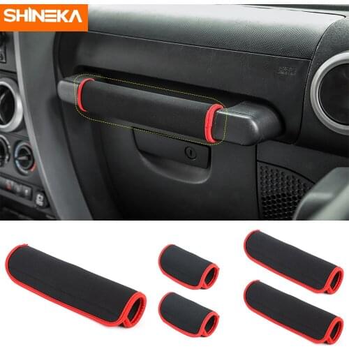 SHINEKA Car Co-pilot Armrest Handle Interior Door Handle Protector Anti-scratch Cover Accessories For Jeep Wrangler JK 2007-2010