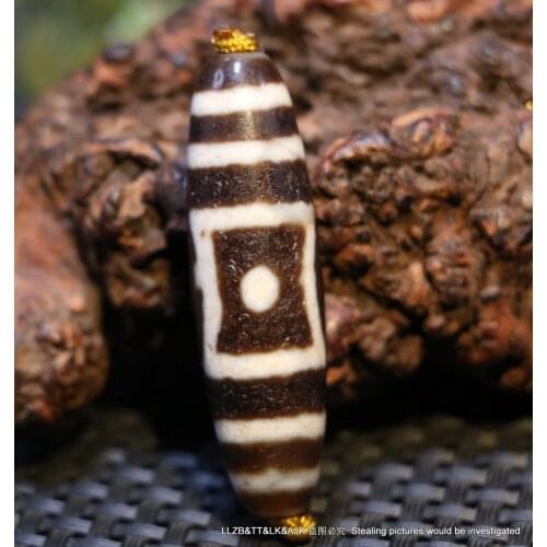 Power Energy Tibetan Old Agate Harmonious Symbolize Heaven&Earth dZi Bead Amulet AAA ZY Timestown UPD519A13