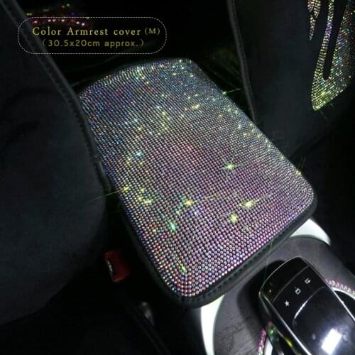 4 options Car armrest Rhinestone cover Sparkling Bling Accessories for woman girls