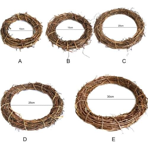 30/25/20/15/10cm Natural Rattan Wreath Christmas Decoration Festival Wedding Shop Oor Wreath DIY Rattan Wreath Ornament Decor