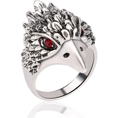 Vintage Bronze Mens Board Refers To The Best-Selling Eagle Head Crystal Eye Thai Silver Ring For Men