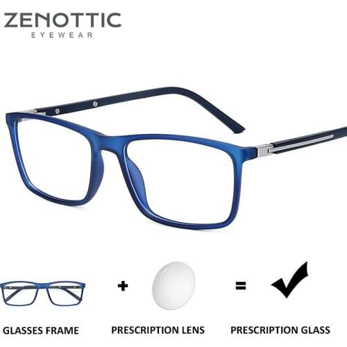 ZENOTTIC TR90 Prescription Glasses for Men Square Myopia Optical Photochromic Eyeglasses Frames Anti Blue Light Gaming Eyewear