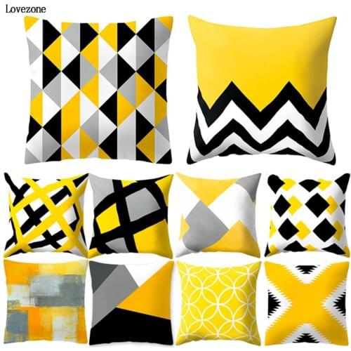 Yellow Cushion Cover Decorative Cushion Covers Sofa Geometric Polyester Decoration Cover Car Seat Home Decor House Living Room