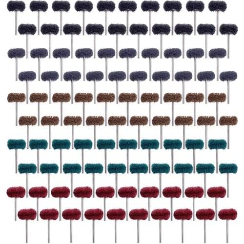 100pcs Scouring Pad Brush Nylon Abrasive Brush Fiber Grinding Sanding Head Buffing Polishing Wheel for Dremel Accessories Tools