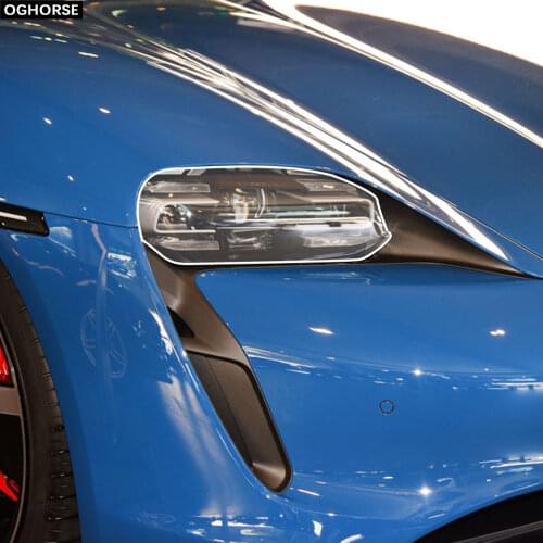 2X Car Headlight Self Healing Protective Film Vinyl Protection Transparent TPU Decal Sticker for Porsche Taycan 2019 2020