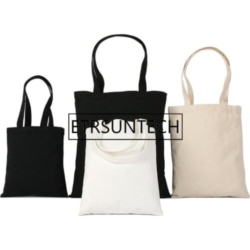 50pcs Unisex Handbags Blank Canvas Tote Bag Grocery Daily Use Reusable Cotton Travel Casual Shopping Bag Storage Bags