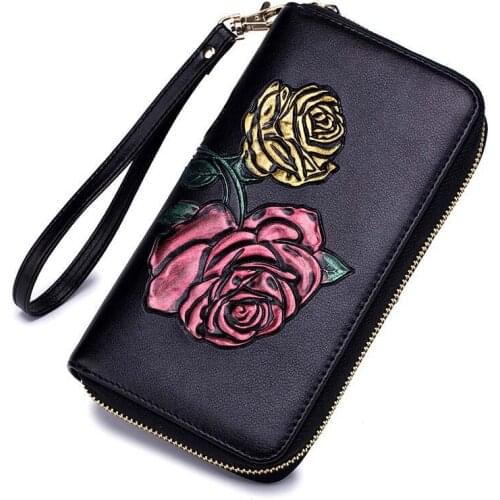 6PCS / LOT Flower Organ purse long RFID fashionable lady purse long multi card position large capacity