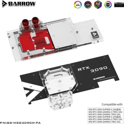 BARROW 3080 3090 water cooling block for MSI RTX 3090 3080 game X TRIO water cooling back plate BS-MSG3090M-PA B