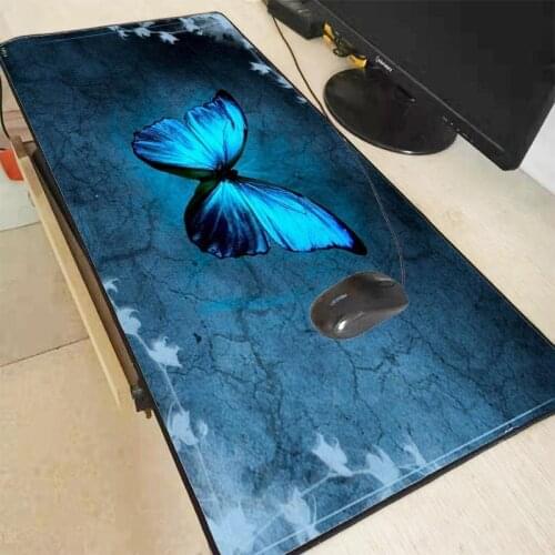 Mairuige Top Quality Light Blue Butterfly Locking Edge Large Mouse Pad Gamer Keyboard Mat Table Mat Gaming Mouse Pads Desk Mat