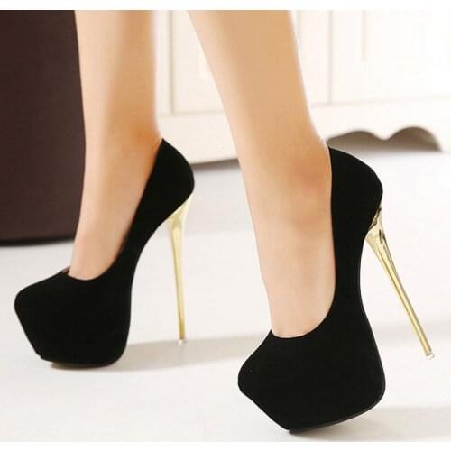 Big Size 41 42 43 44 45 Sexy Pumps Wedding Women Fetish Shoes High Heel Stripper Flock Pumps 16 cm Zapatos Mujer