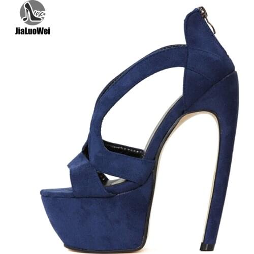 Strange Style 18CM Super High Heels Platform Curved Heel Sandals Peep toe Fashion Shoes