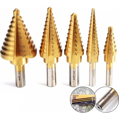 DB-S4 HSS Titanium Pagoda Drill/Ladder Drill 1/4&3/8&1/2 Inch Round Shank Step Drill Bit