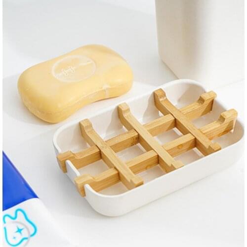 Soap Holder Bamboo Fiber Soap Dish Holder Bathroom Drain Box Detachable Storage Tray Rack Portable Soap Dishes Bathroom Products