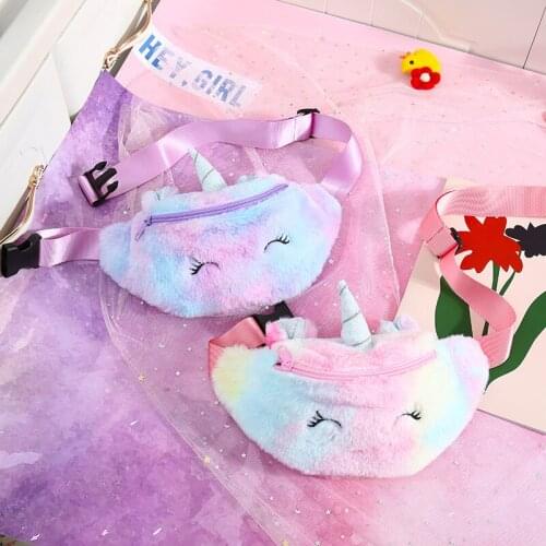 Cartoon Kid Plush Waist Bag Cute Fanny Pack for Baby Girl Unicorn Chest Bag Women Fanny Packs