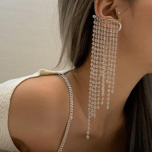 Long Tassel Earrings 2021 New Trendy Non-pierced Female Retro Exaggerated Statement Earrings Goth Accessories