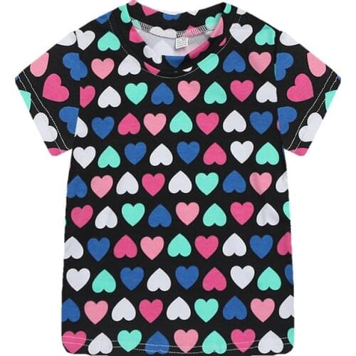 Heart Baby Girls T-Shirt Animal Print Children Clothes Summer Short Sleeve Cotton Kids T-Shirts Boy Tee Shirts 2-7Year Blouses