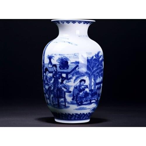Blue And White Porcelain Chinese Vase Ornaments Living Room Flower Arrangement Jingdezhen Antique Ceramics Handmade Decoration