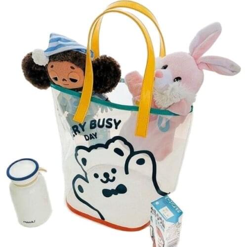 Cute Bear Jelly Beach Packaging Bag Transparent Travel Accessories Organizer Portable Practical Large-capacity Cosmetic Bag