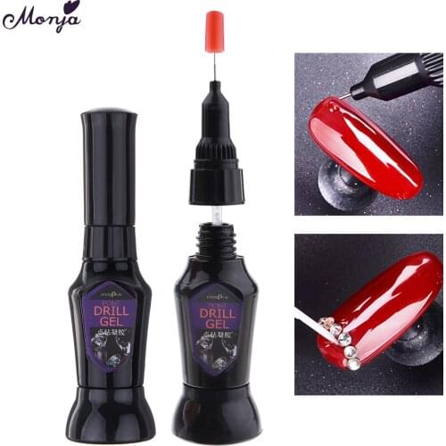 Monja 10ml Nail Art UV Acrylic Needle Brush Decorations Dotting Studs Rhinestone Glue Clear Adhesive Accessory Point Drill Gel
