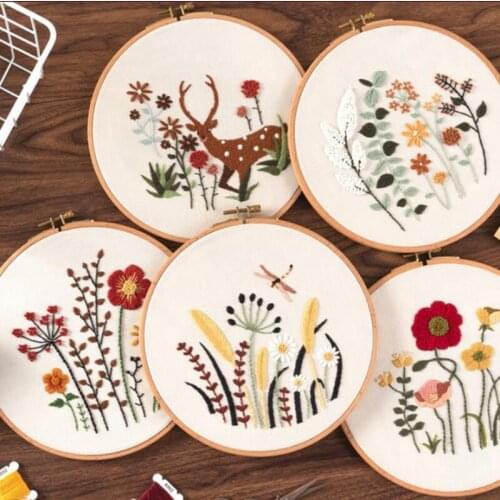 DIY Beginner Embroidery Kit Europe Flowers Pattern Sewing Creativity Fabric Material Accessories Needlework Knitting Craft Set