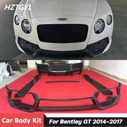 A Set Carbon Fiber Front Bumper Lip Rear Diffuser Side Skirts Extensions For Bentley Continental GT 2014-2017