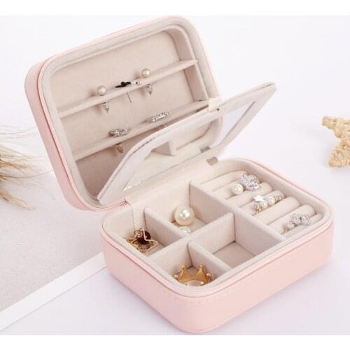 Small Jewelry Organizer Earrings Ring Storage box Bracelet Creative Korea Container Pink Sky Blue Travel Portable Home Desk