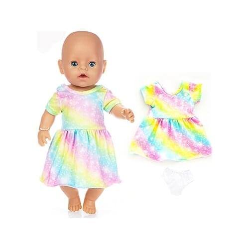 New Colorful Dress Fit 17inch 43cm Doll Clothes Born Baby Doll Accessories Dress For Baby Birthday Festival Gift