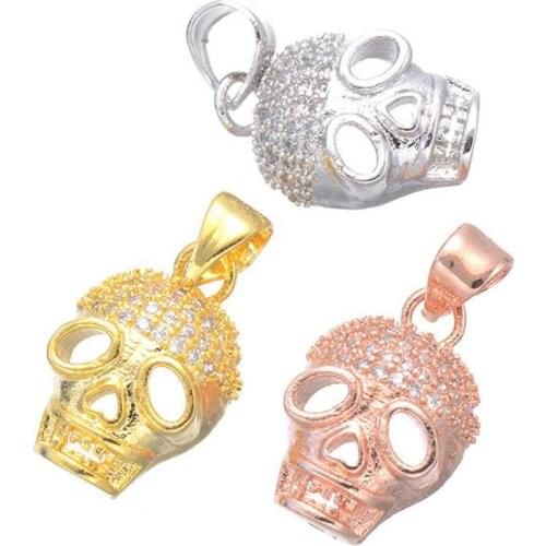 European Punk Style Charms Pendant Inlaid Cubic Zirconia Pendants Rhinestone Skeleton Necklace Supplies For Men Women Jewelry