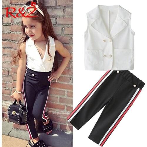 R&Z 2019 summer new girls European and American style fashion sleeveless shirt trousers two sets