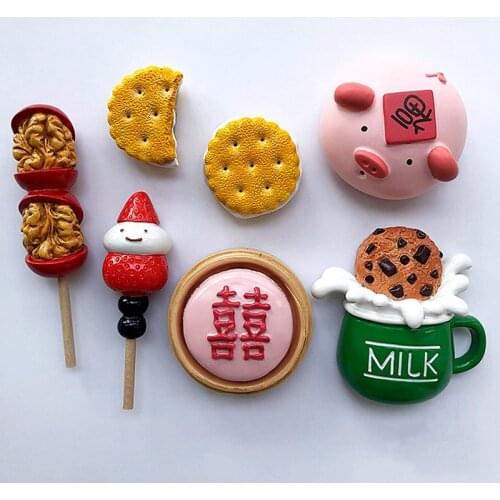 Handmade Painted Cute Pig Wrapped Candied Haw Biscuits 3D Fridge Magnets Tourism Souvenirs Refrigerator Magnetic Stickers