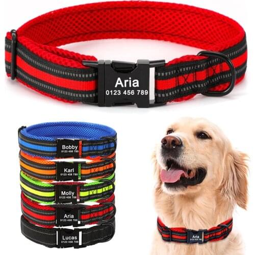 Engraved Dog Collar Adjustable Nylon Custom Name Tag Puppy Small Large Dog Collar Unisex Dog Collar Personalized Cat Collar ID
