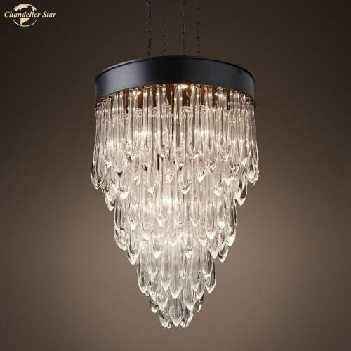 Nordic Teardrop Glass Chandeliers Lighting for Living Room Bedroom Restaurant Villa Hotel Postmodern LED Pendant Lamp
