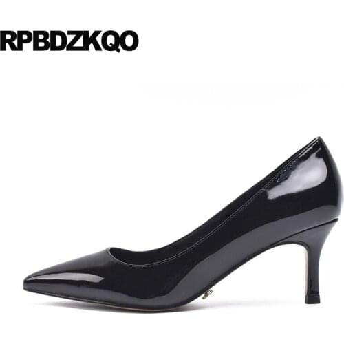 Slip on 2019 purple thin designer pointed toe patent leather shoes size 4 34 scarpin ladies high heels pumps black green 3 inch