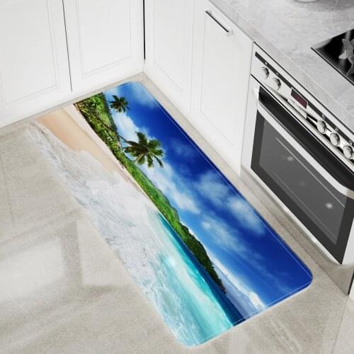 Modern Natural Scenery Mat Kitchen Home Area Anti-Slip Rugs Bedroom Livingroom Bathroom Decor Sea Beach Printed Doormat Carpets