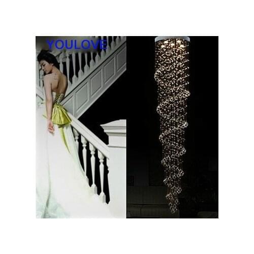 Spiral Crystal Chandeliers Lights Fixture Modern Big Crystal Droplights Villa Club Home Indoor Lighting AC110V 220V D55cm*H250cm