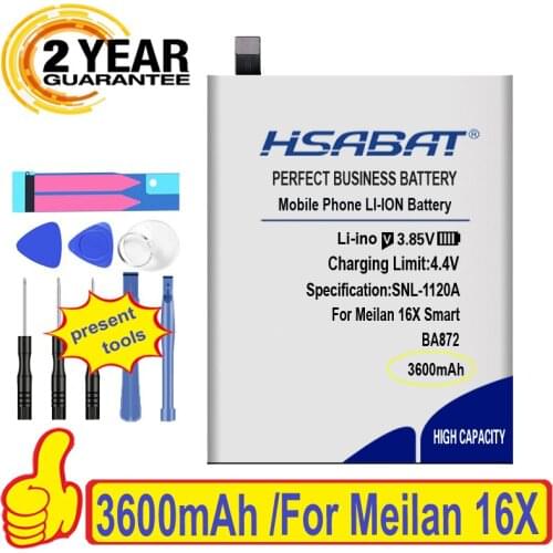 Top Brand 100% New 3600mAh BA872 Battery for Meizu Meilan 16X Batteries + free gfit