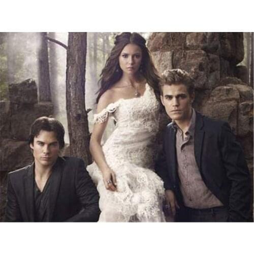 The Vampire Diaries DIY 11CT Cross Stitch Embroidery Kits Needlework Craft Set Cotton Thread Printed Canvas Home Sale