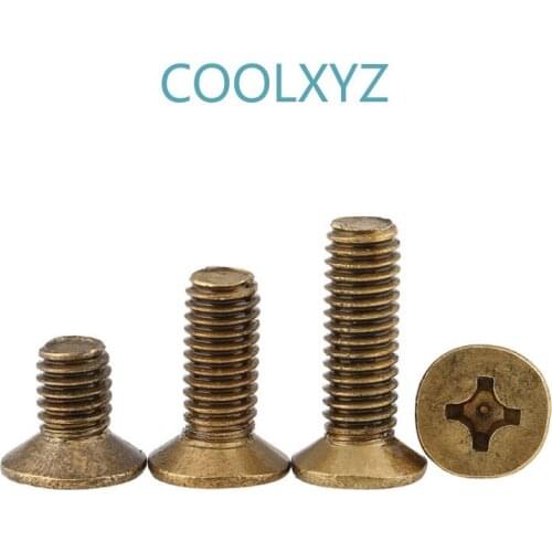 Cross Countersunk Head Brass Screw KM GB819 Philips Flat Head Brass Bolts Copper Machine Mini Screws M2 M2.5 M3 M4 15PCS