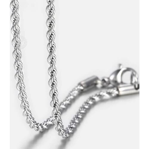 Twisted Rope Necklace For Womens Mens Link Chain Silver Color GF 2mm Jewelry Gifts LGN441